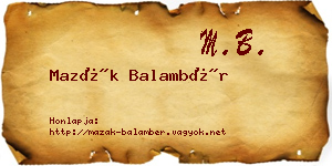Mazák Balambér névjegykártya